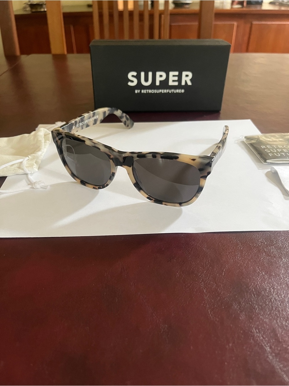 RetroSuperFuture Classic Sunglasses Puma/Green/Grey Square Shape 55mm. Excellent